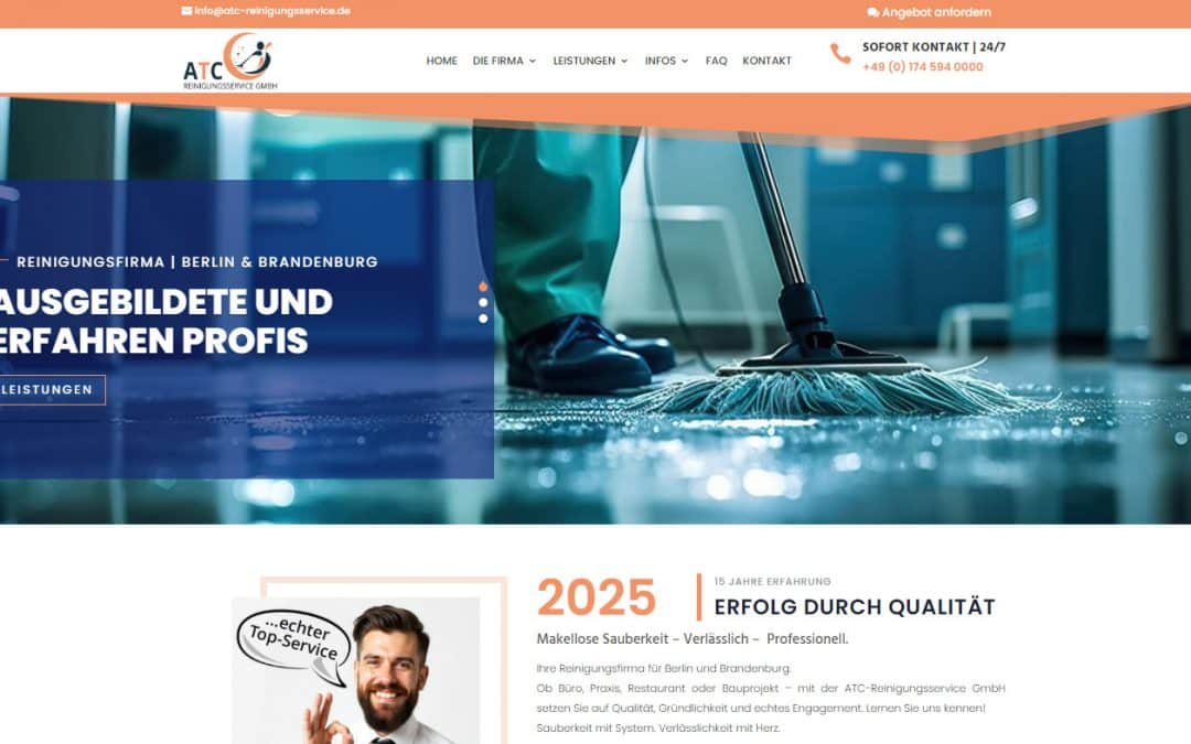 ATC Reinigungsservice GmbH mit neuem Webauftritt – Jetzt bis zu 30 % Neukundenrabatt sichern!